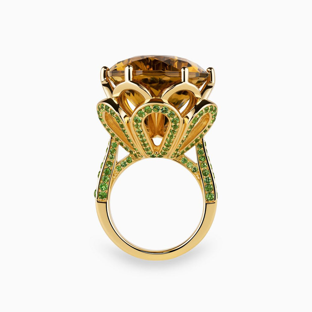 22.44ct Citrine Ring with Tsavorite Accents