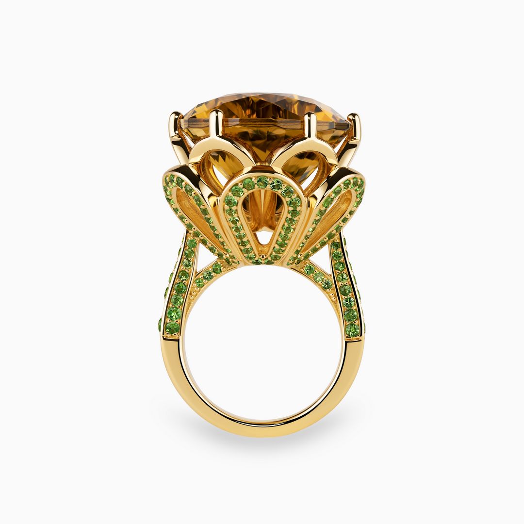 22.44ct Citrine Ring with Tsavorite Accents