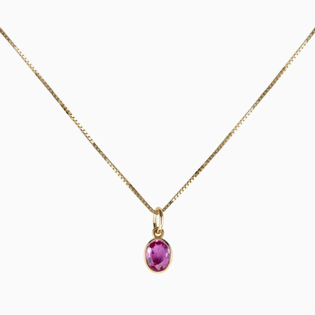 Oval Pink Sapphire Bezel Set Pendant