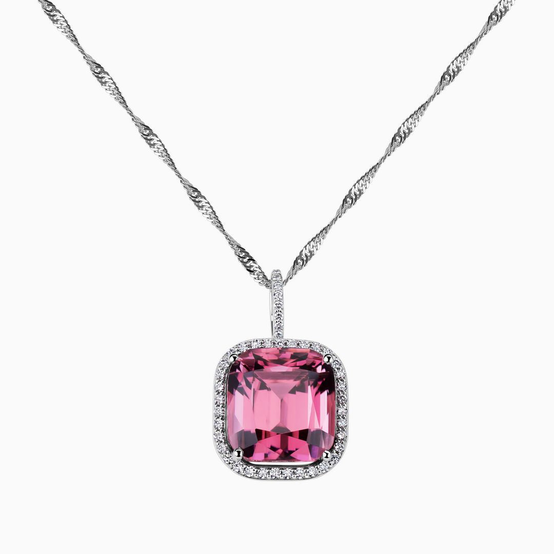 12.56ct Pink Tourmaline Pendant with Diamonds