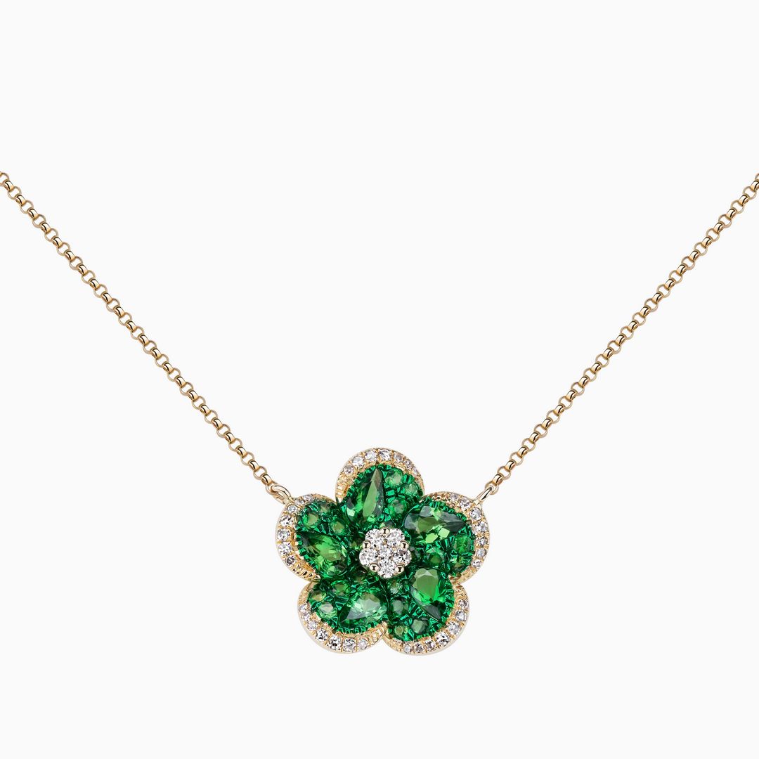 Tsavorite & Diamond Forever Flowers Necklace