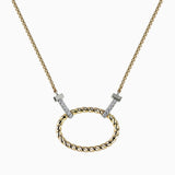 Gold Oval Rope and Diamond Chain Necklace