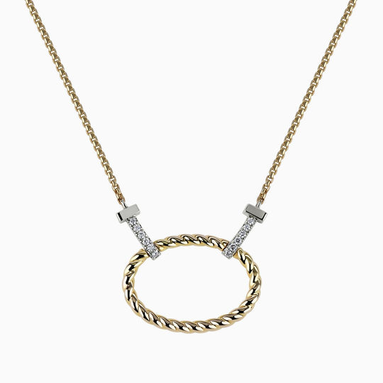 Gold Oval Rope and Diamond Chain Necklace