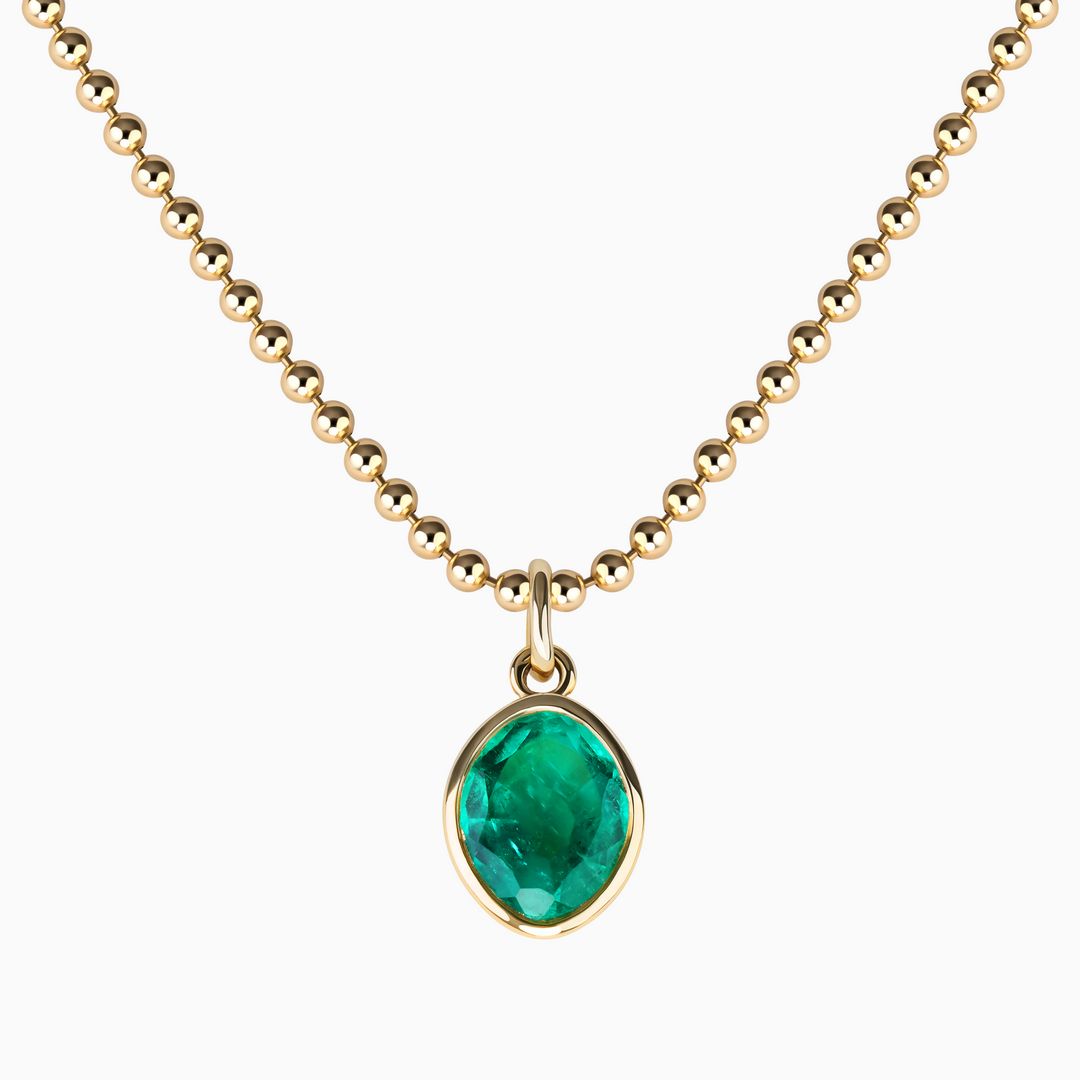 Oval Emerald Bezel Set Pendant