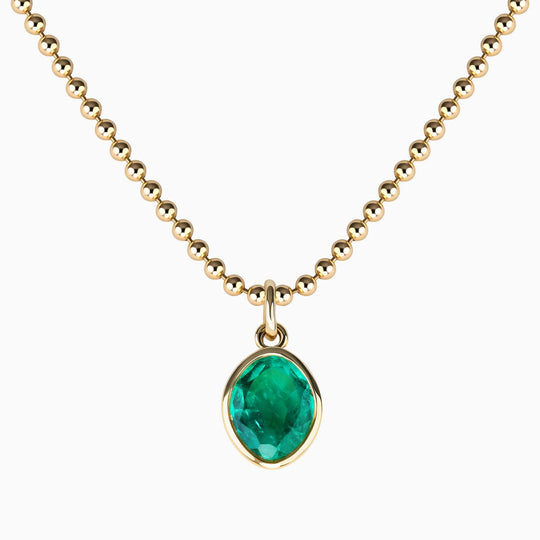 Oval Emerald Bezel Set Pendant