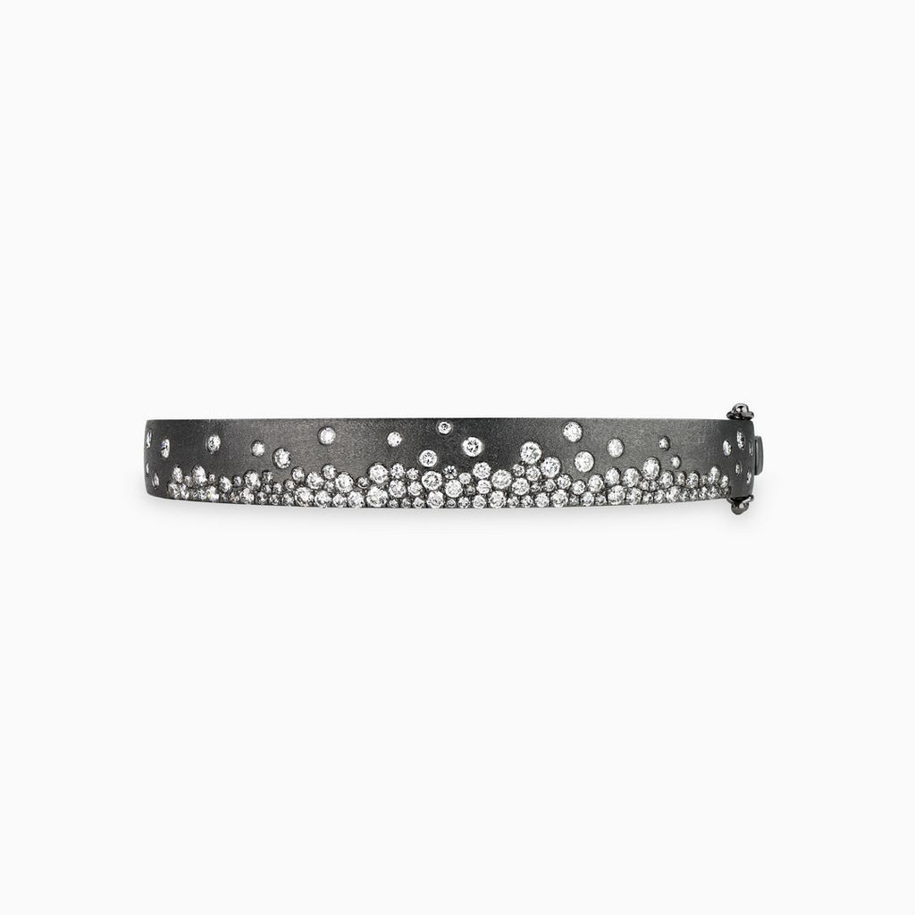 Black Satin Diamond Confetti Bangle