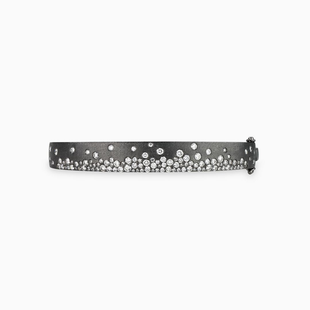 Black Satin Diamond Confetti Bangle