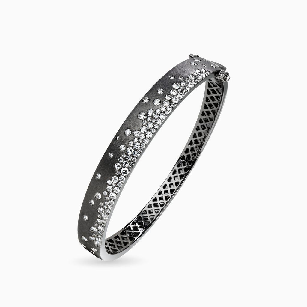 Black Satin Diamond Confetti Bangle