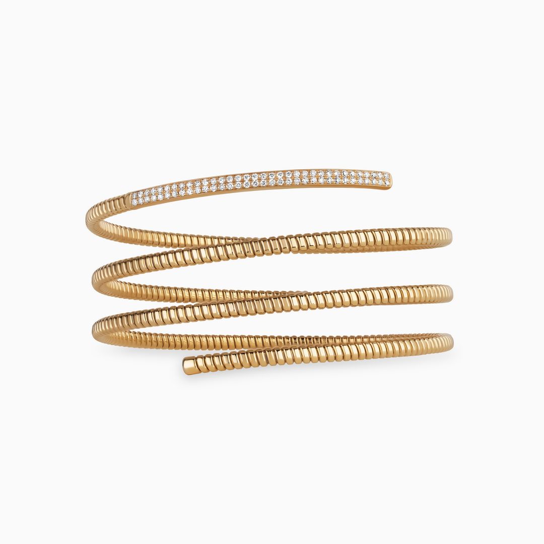 Coiled Ribbed Bracelet with Diamonds