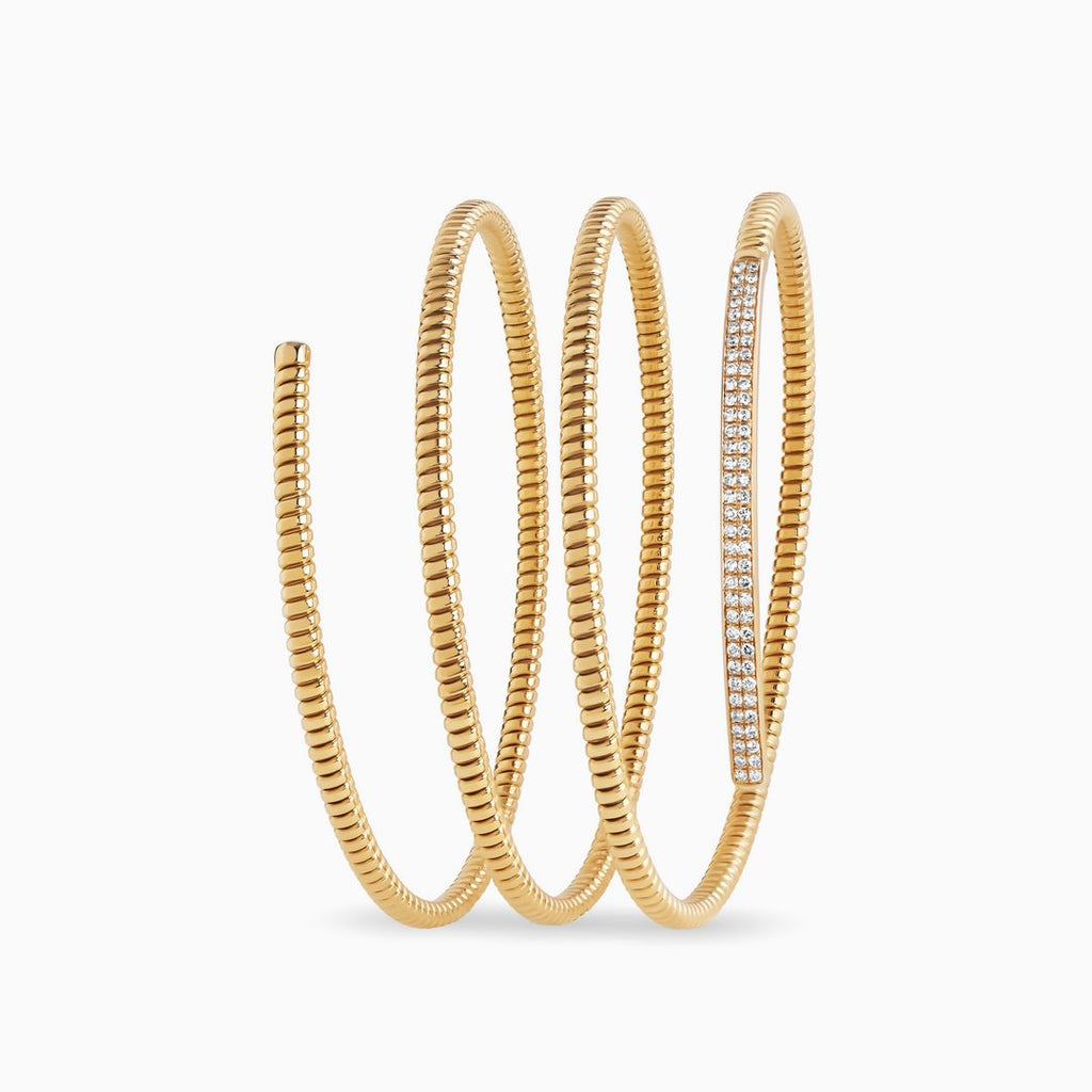 Coiled Ribbed Bracelet with Diamonds