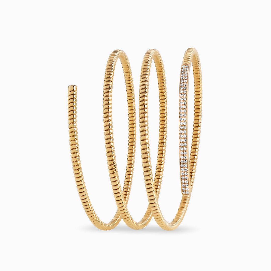 Coiled Ribbed Bracelet with Diamonds