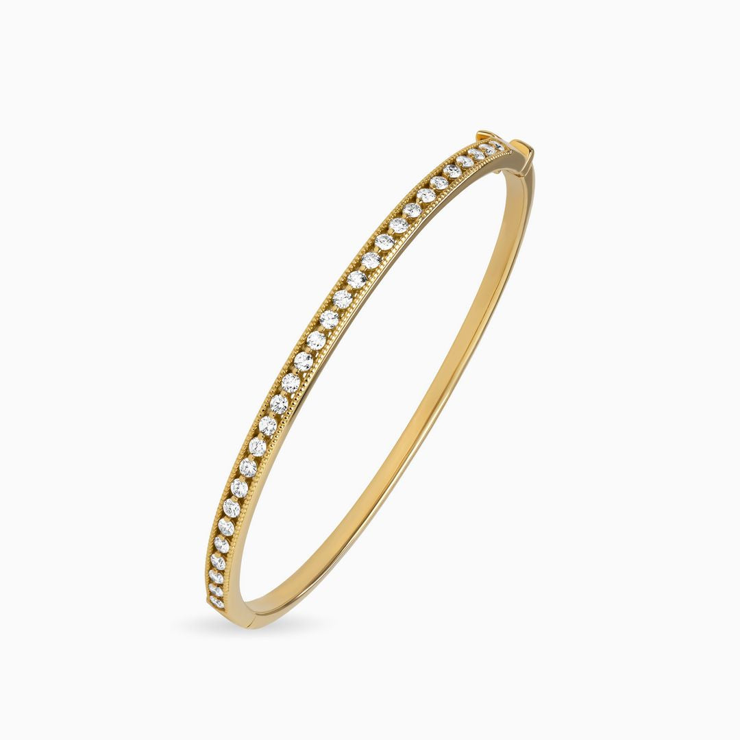 0.92ct Diamond Bangle with Beaded Frame