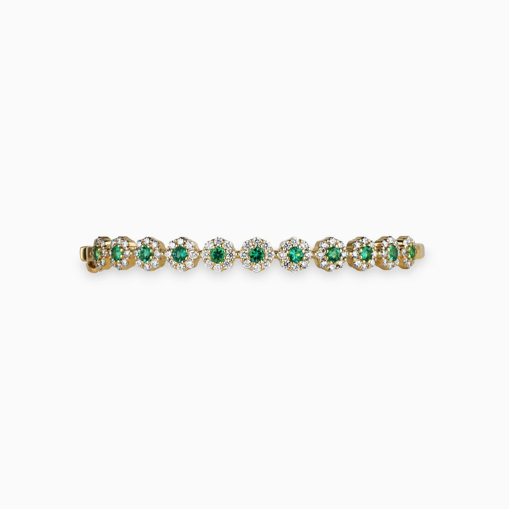 Emerald and Diamond Flower Bangle