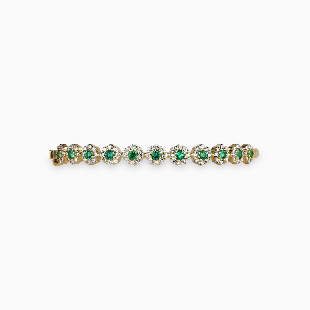 Emerald and Diamond Flower Bangle