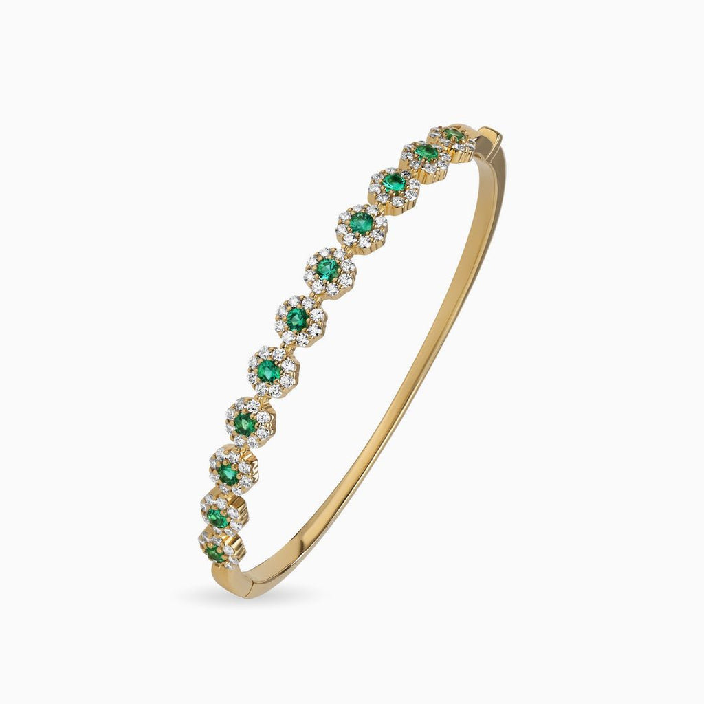 Emerald and Diamond Flower Bangle