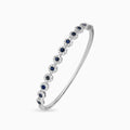 Blue Sapphire and Diamond Flower Bangle