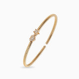 Ribbed Bracelet with Pave Heart and Star