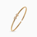 Ribbed Bracelet with Pave Heart and Star
