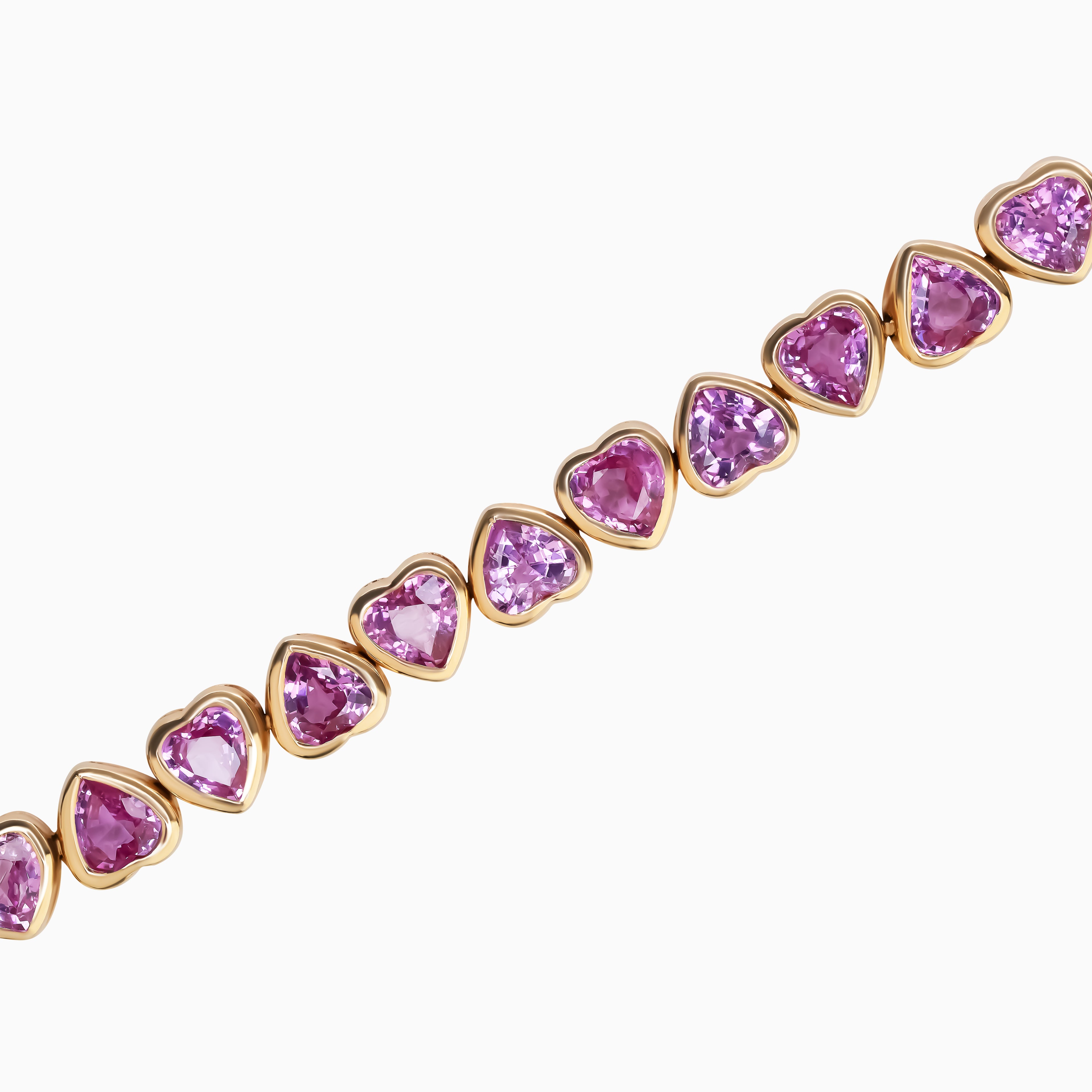 Heart Pink Sapphire Bezel Set Bracelet
