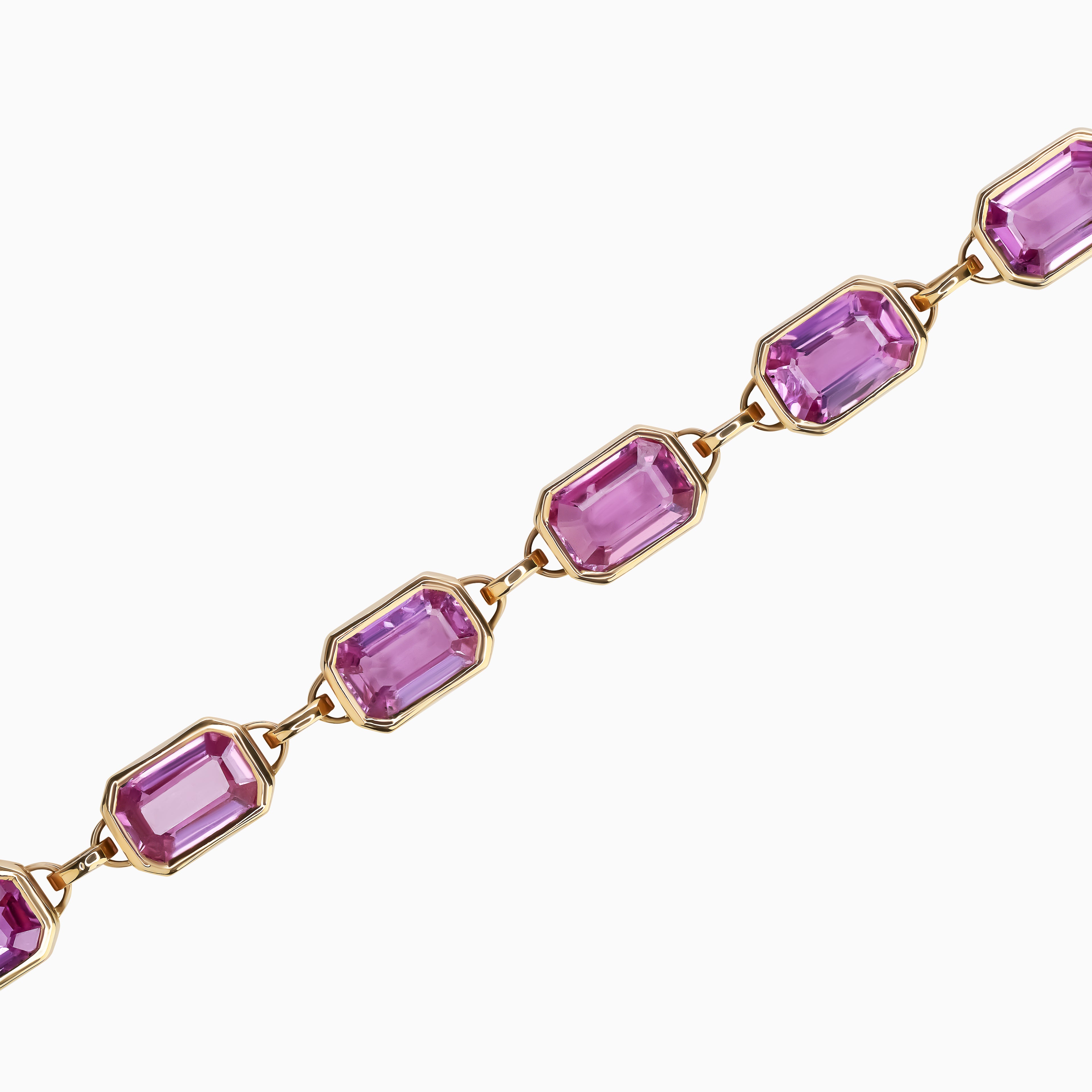 Emerald Cut Pink Sapphire Bezel Set Bracelet