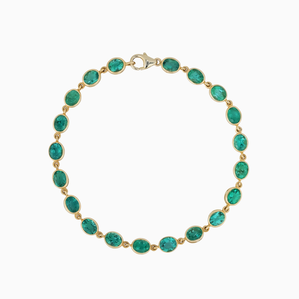 Oval Cut Emerald Bezel Set Bracelet