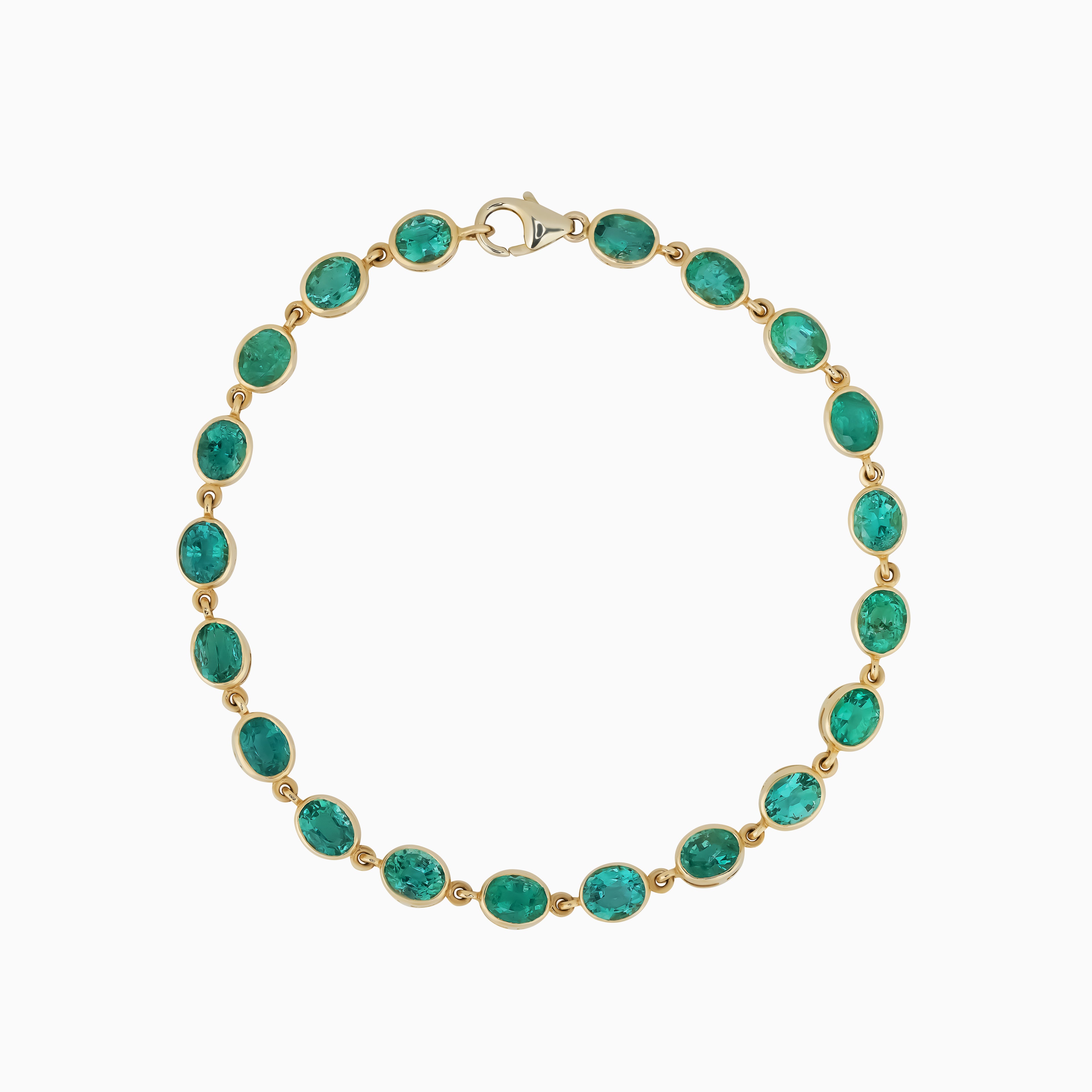 Oval Cut Emerald Bezel Set Bracelet