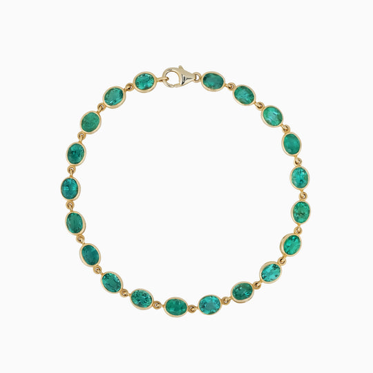 Oval Cut Emerald Bezel Set Bracelet