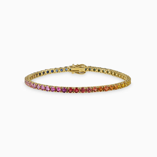 3mm Gradient Rainbow Sapphire Tennis Bracelet