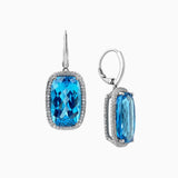 26.67ct Blue Topaz Drop Earrings with Diamond Halo