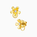 Yellow Diamond Flower Stud Earrings
