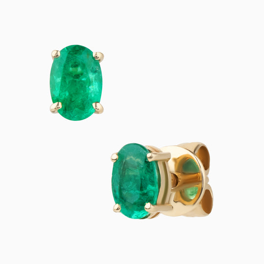 Oval Emerald Stud Earrings