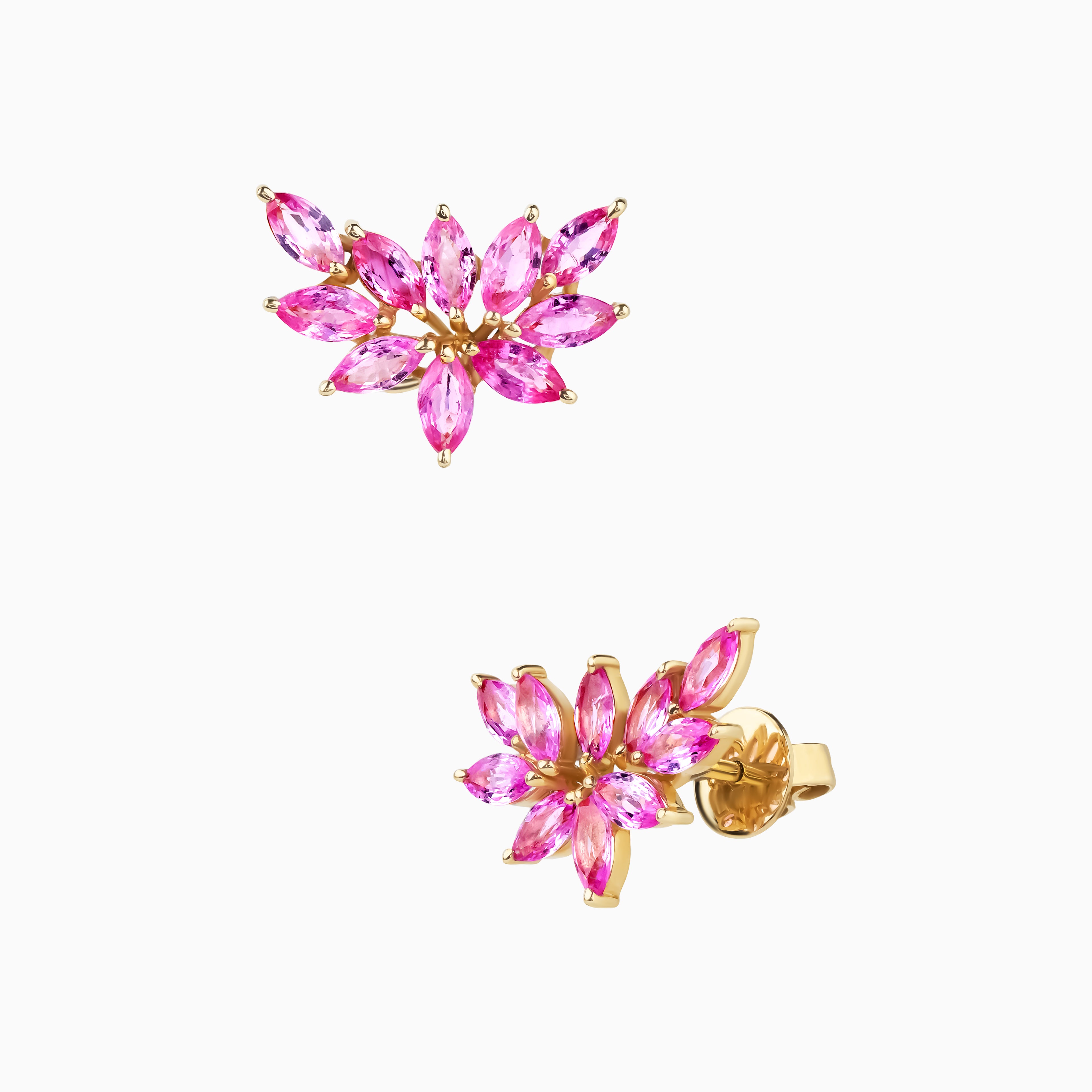 Marquise Pink Sapphire Floral Earrings