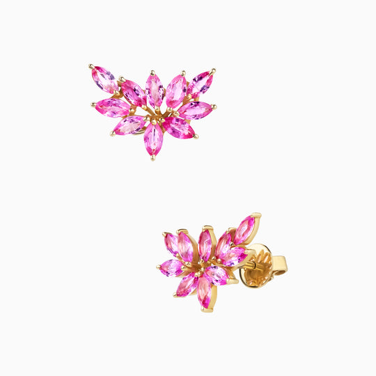 Marquise Pink Sapphire Floral Earrings