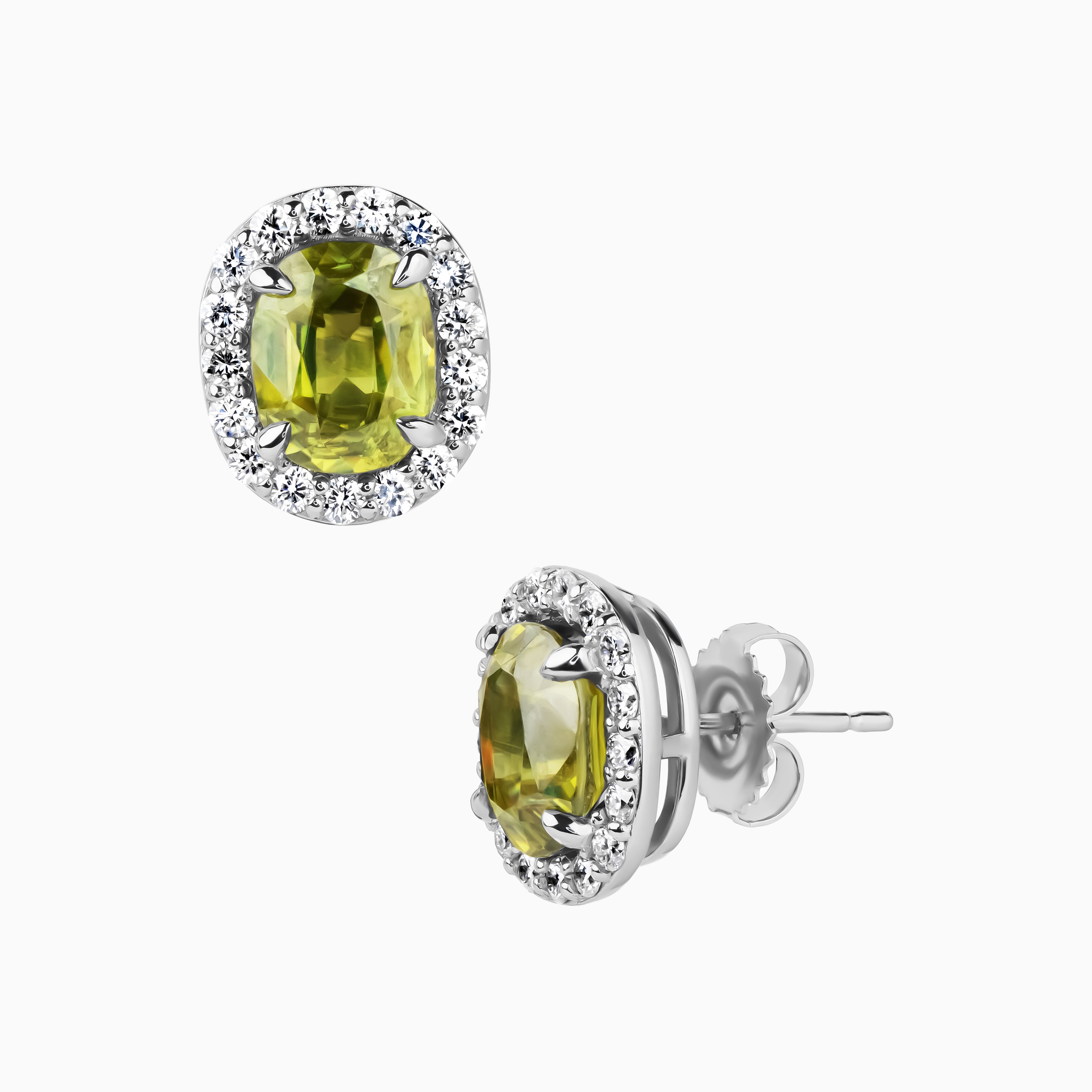 4.68ct Sphene Stud Earrings with Diamond Halo