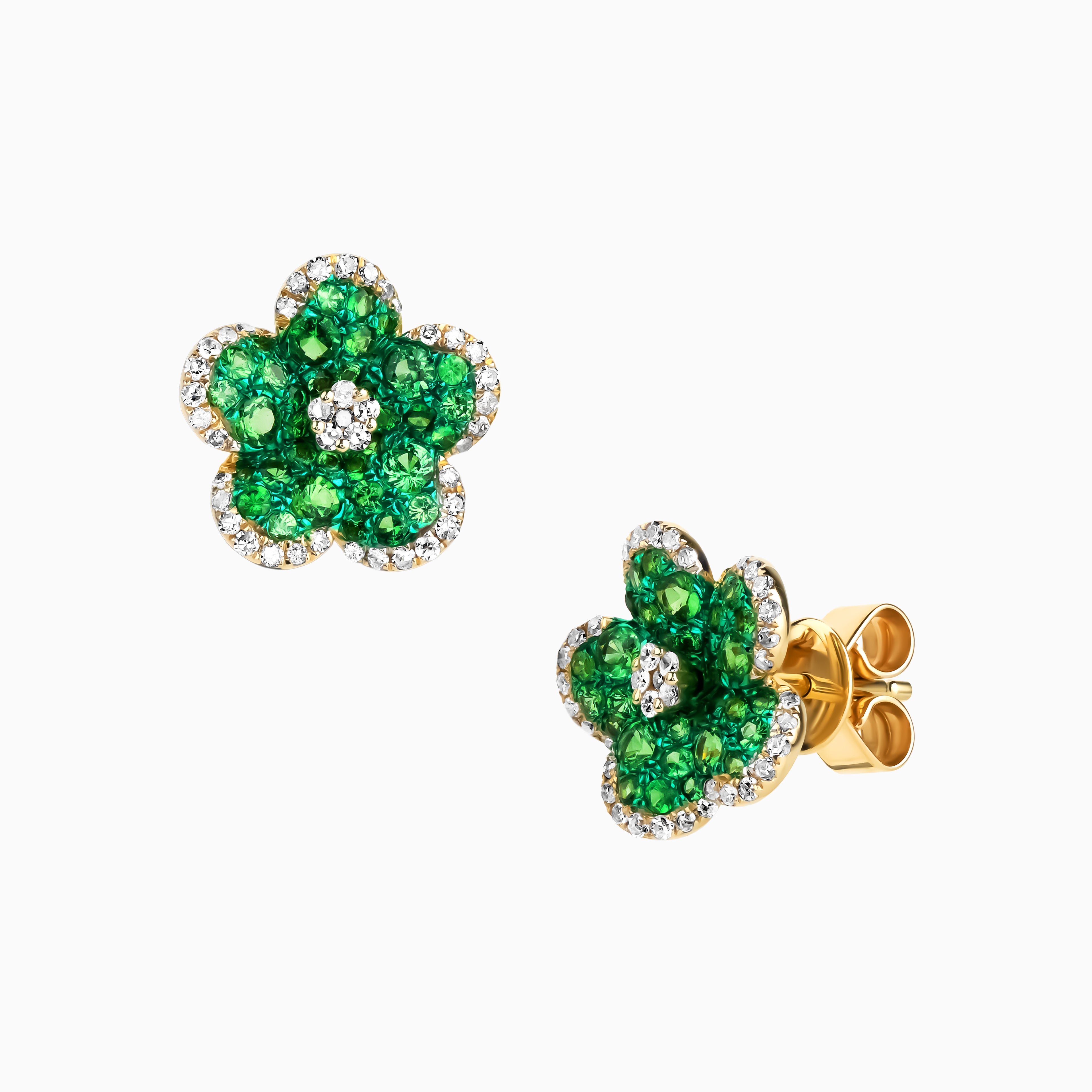Tsavorite & Diamond Forever Flowers Earrings