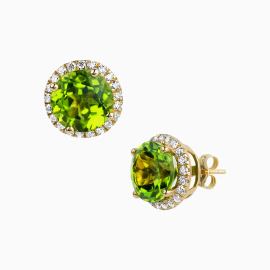9.57ct Round Peridot Stud Earrings with Diamonds