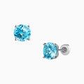 4.76ct Blue Zircon Stud Earrings