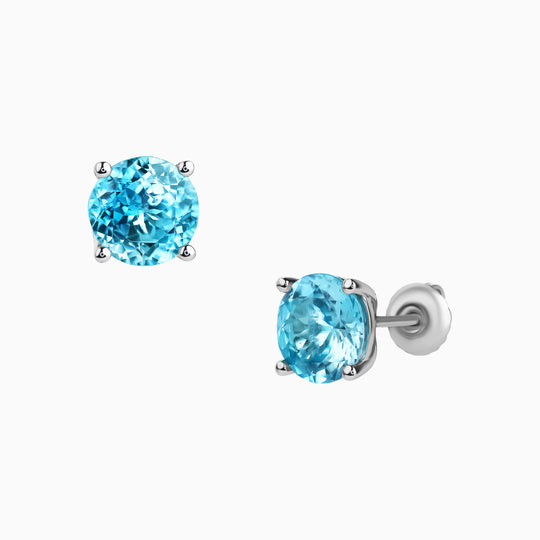 4.76ct Blue Zircon Stud Earrings