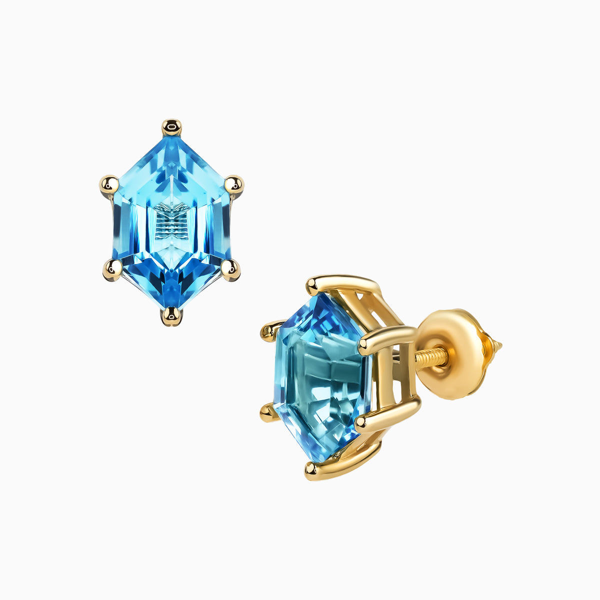 Blue Topaz Hexagon Earrings