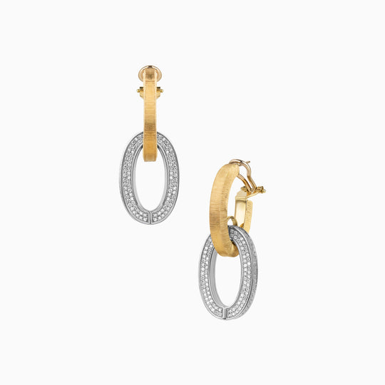 Luxe Diamond and Brushed Gold Link Earrings