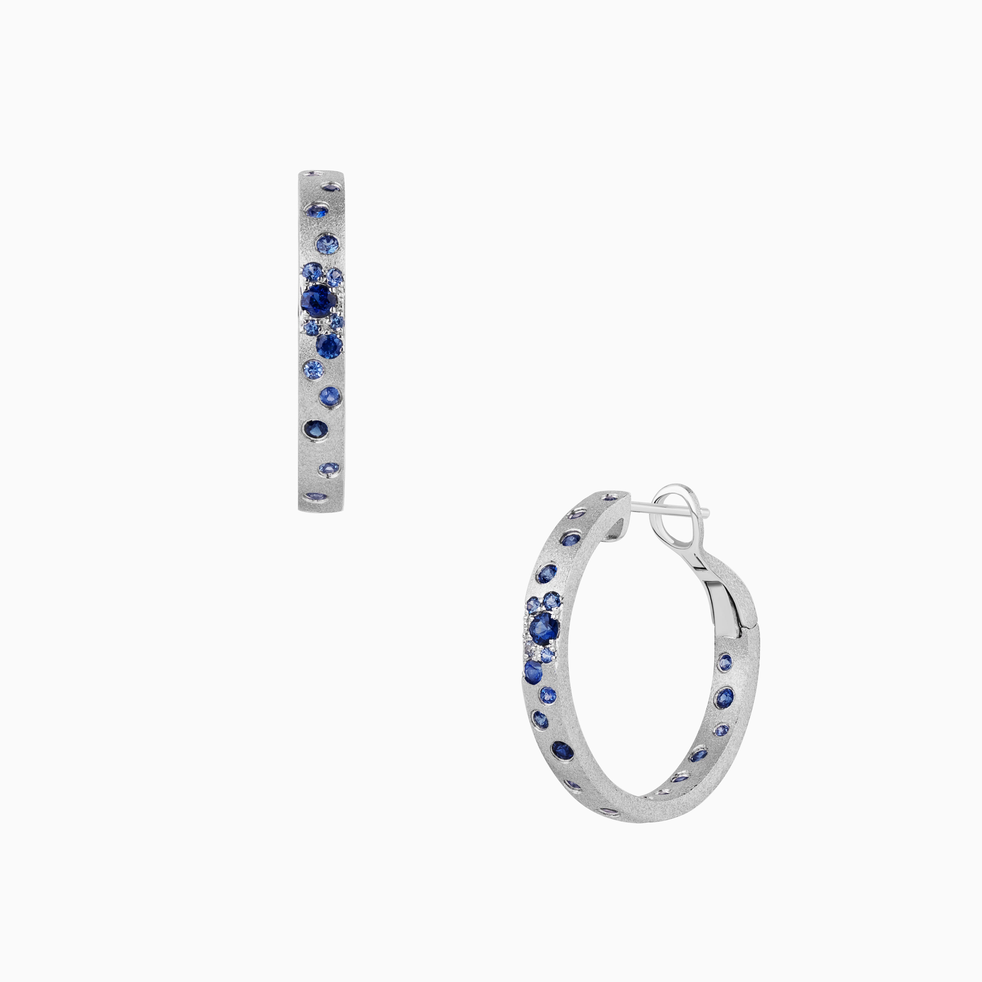 Blue Sapphire Confetti Hoops - Small