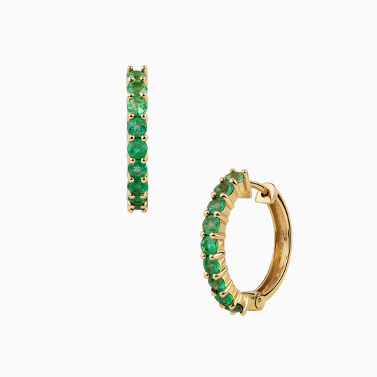 Round Emerald Hoop Earrings