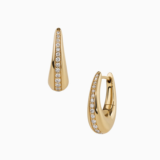 Gold Small Hoop Earrings with Diamonds