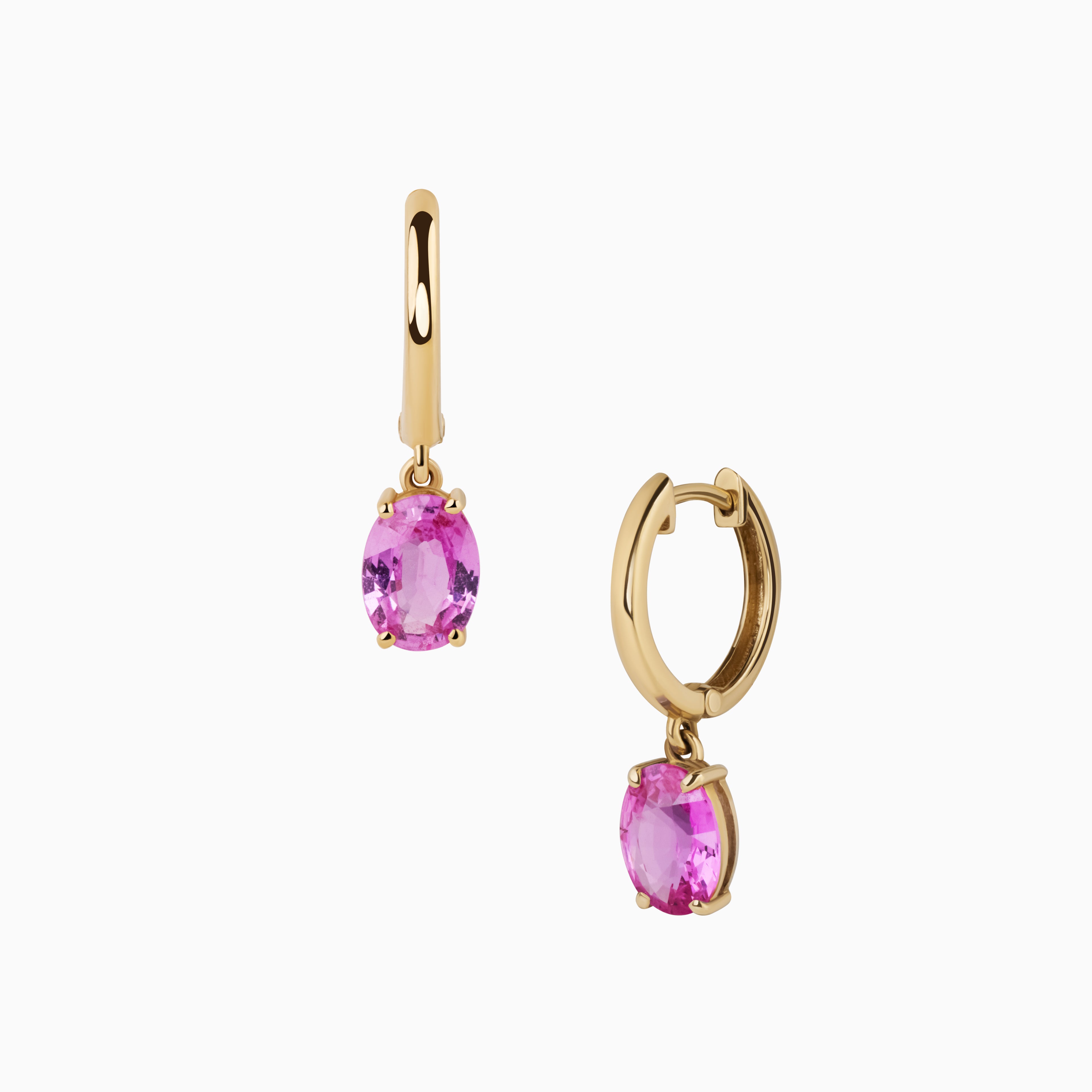 Oval Pink Sapphire Drop Earrings