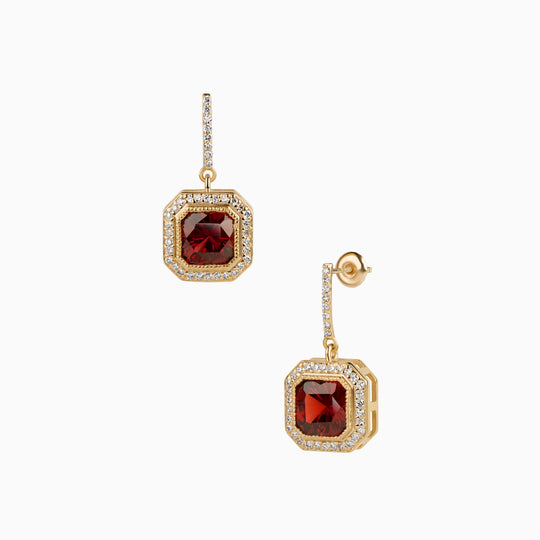 5.90ct Red Garnet Earrings with Lab Side Diamonds