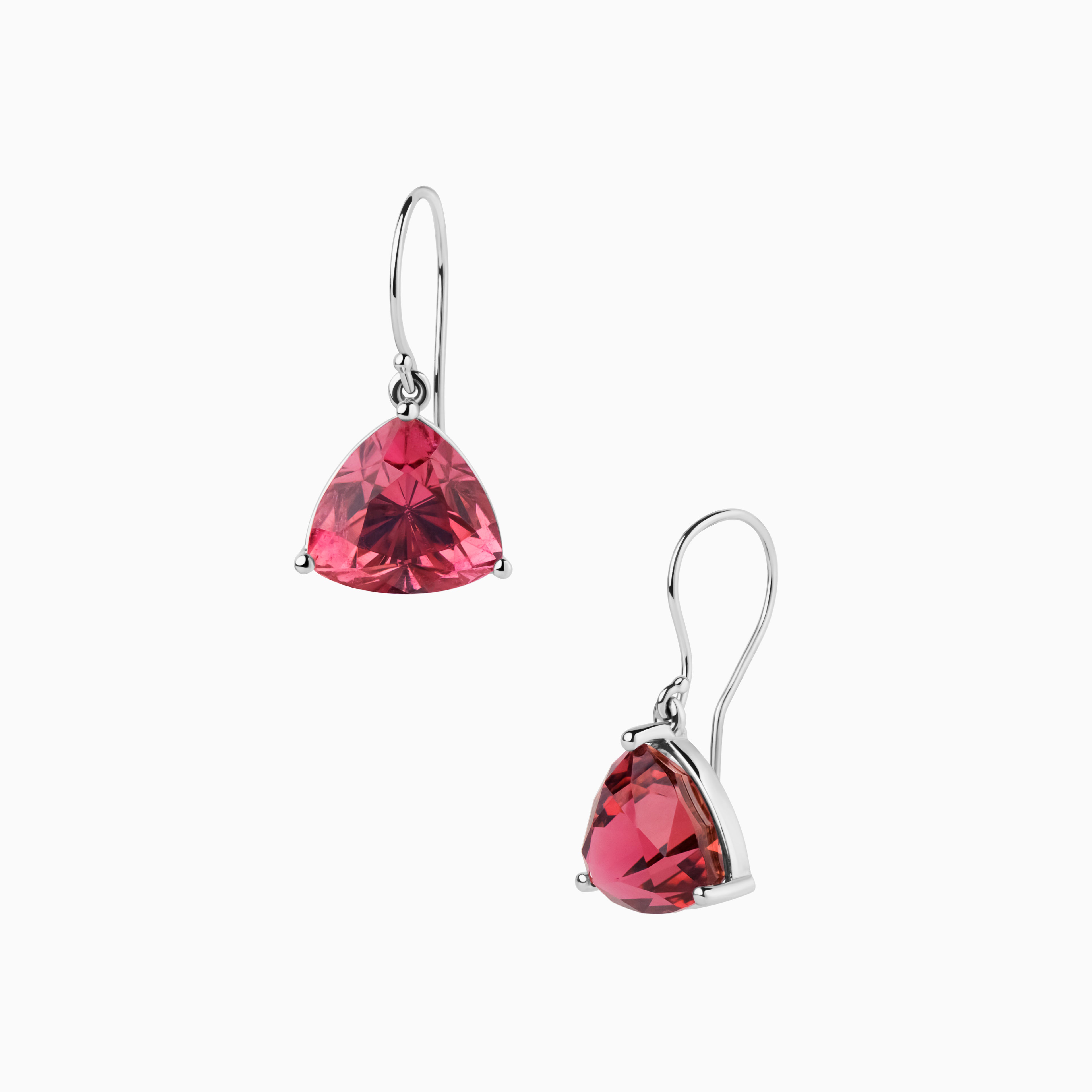 15.75ct Trillion Pink Tourmaline Drop Earrings