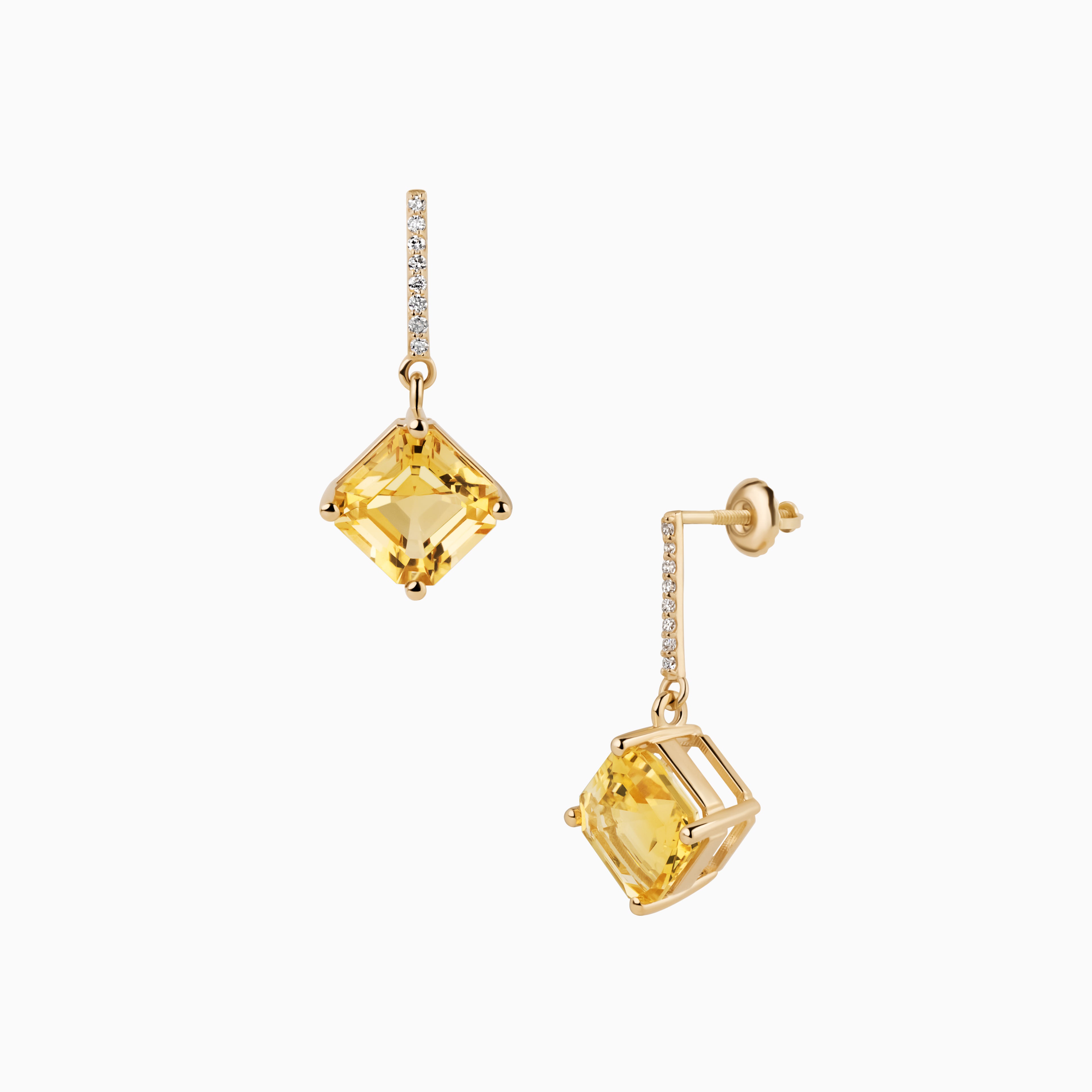 Asscher Cut Citrine Drops