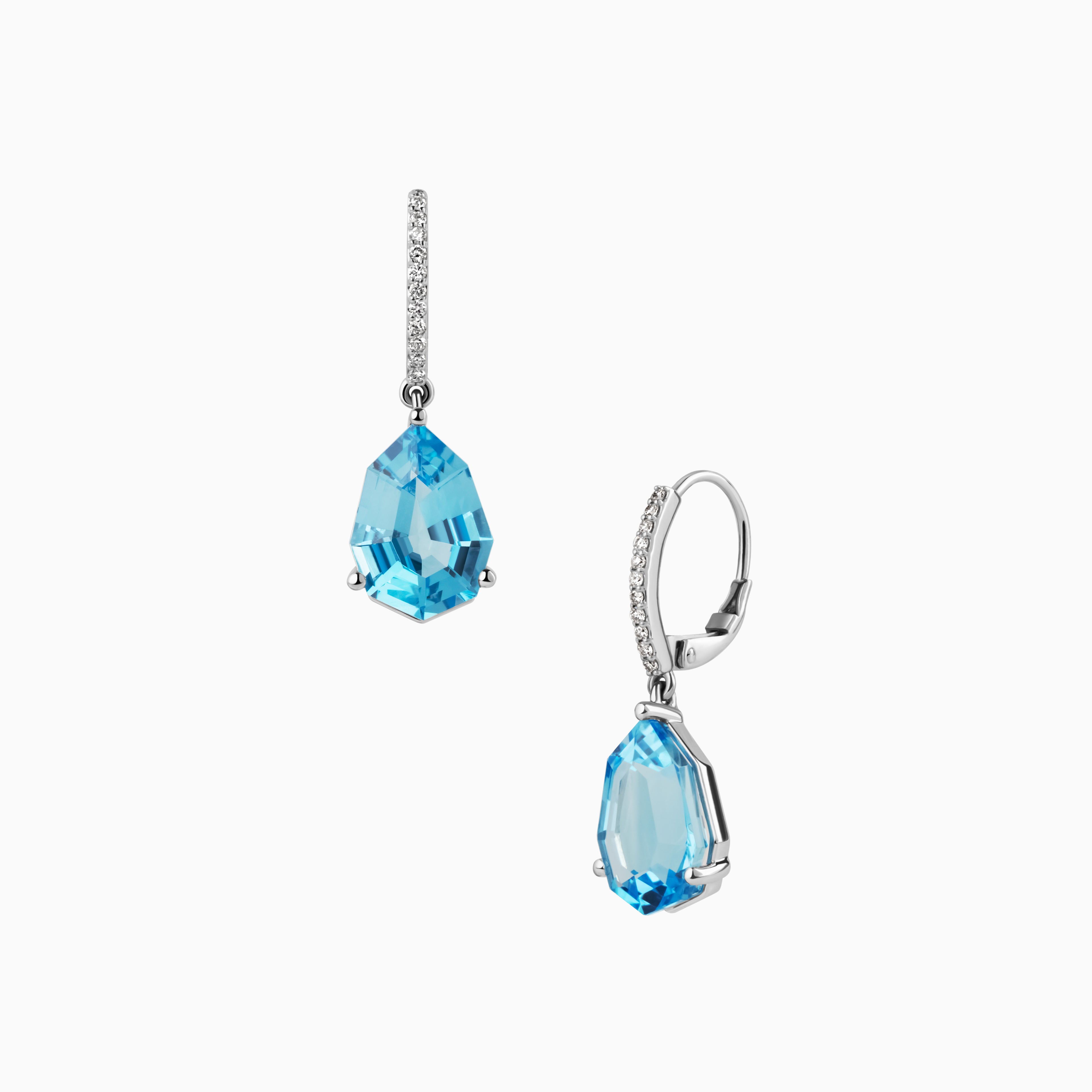 9.85ct Blue Topaz Drop Earrings with Diamonds