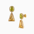 Citrine and Sphene Drop Earrings with Diamonds