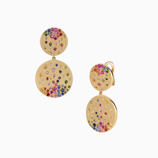 Rainbow Confetti Disc Earrings